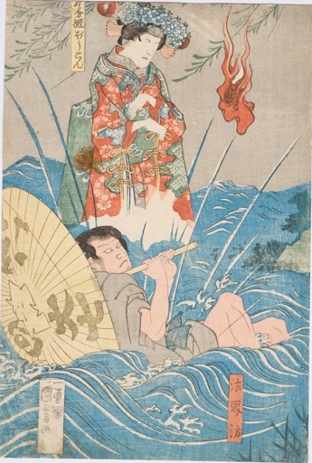 Утагава Кунійосі (1798 - 1861) Духи Хокайбо та принцеси Новакі. Папір, кольорова гравюра на дереві. Дата створення невідома